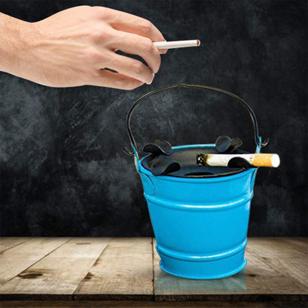 Unique bucket design metal ashtray for home or office.