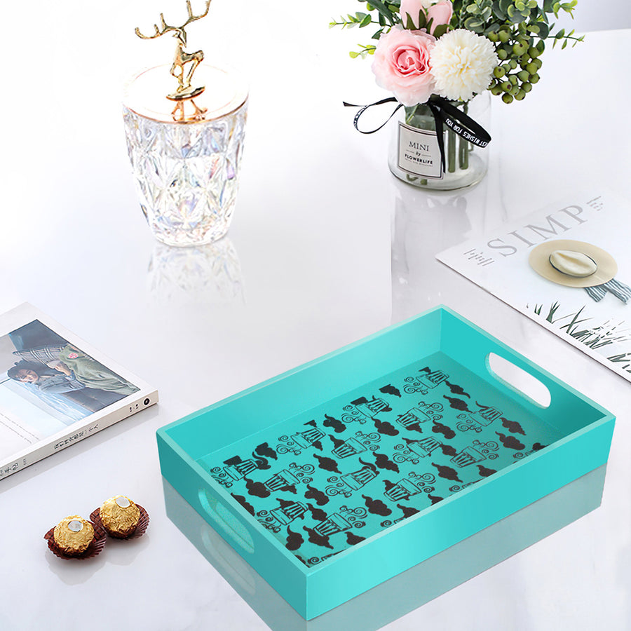 Wooden Serving Tray - Turquoise Blue