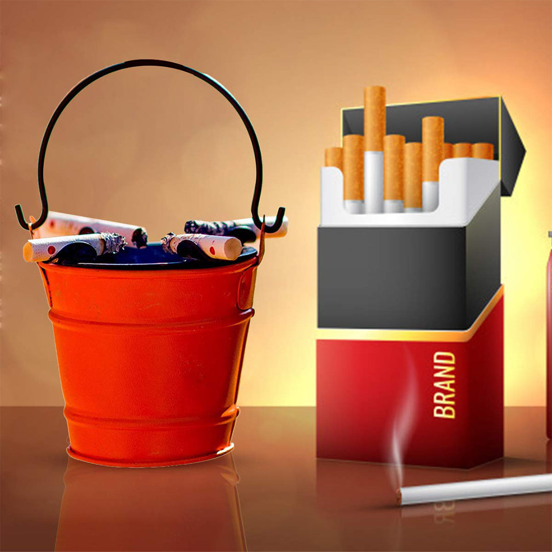 ORange Ashtray with Built-in Cigarette Supports