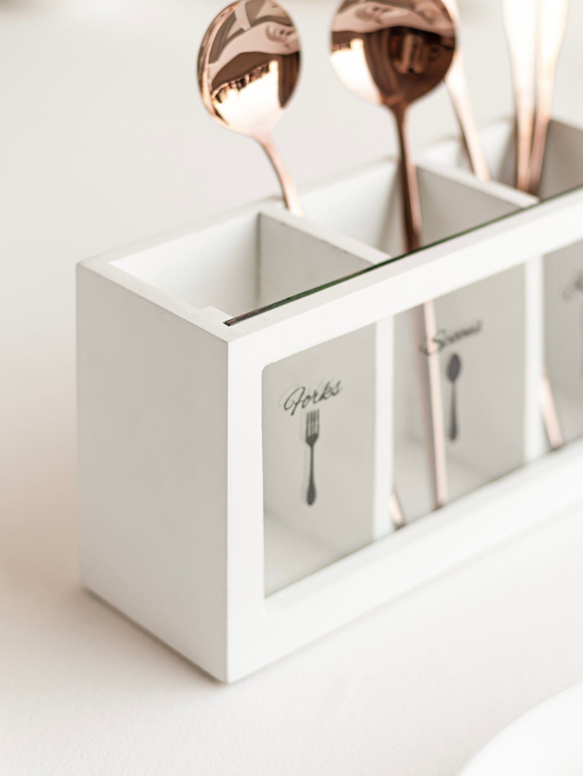 Classy Glass and Wood Cutlery Holder